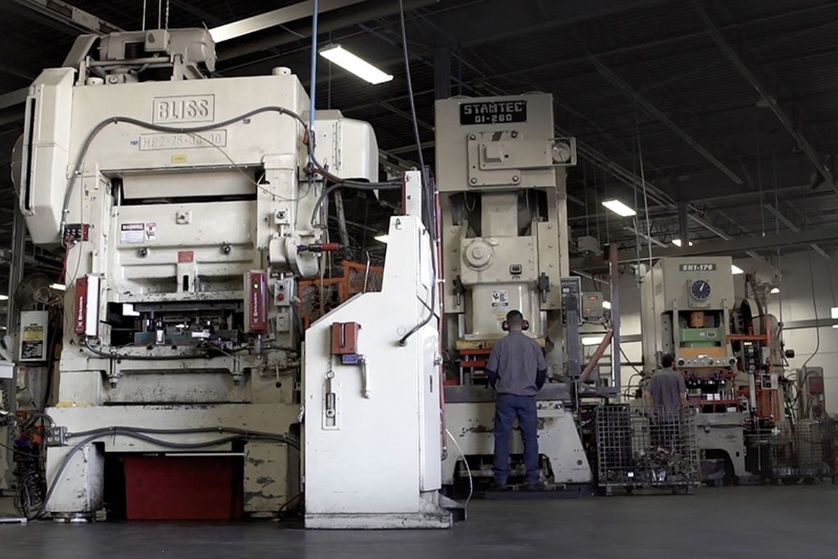 Stamping presses on the production floor