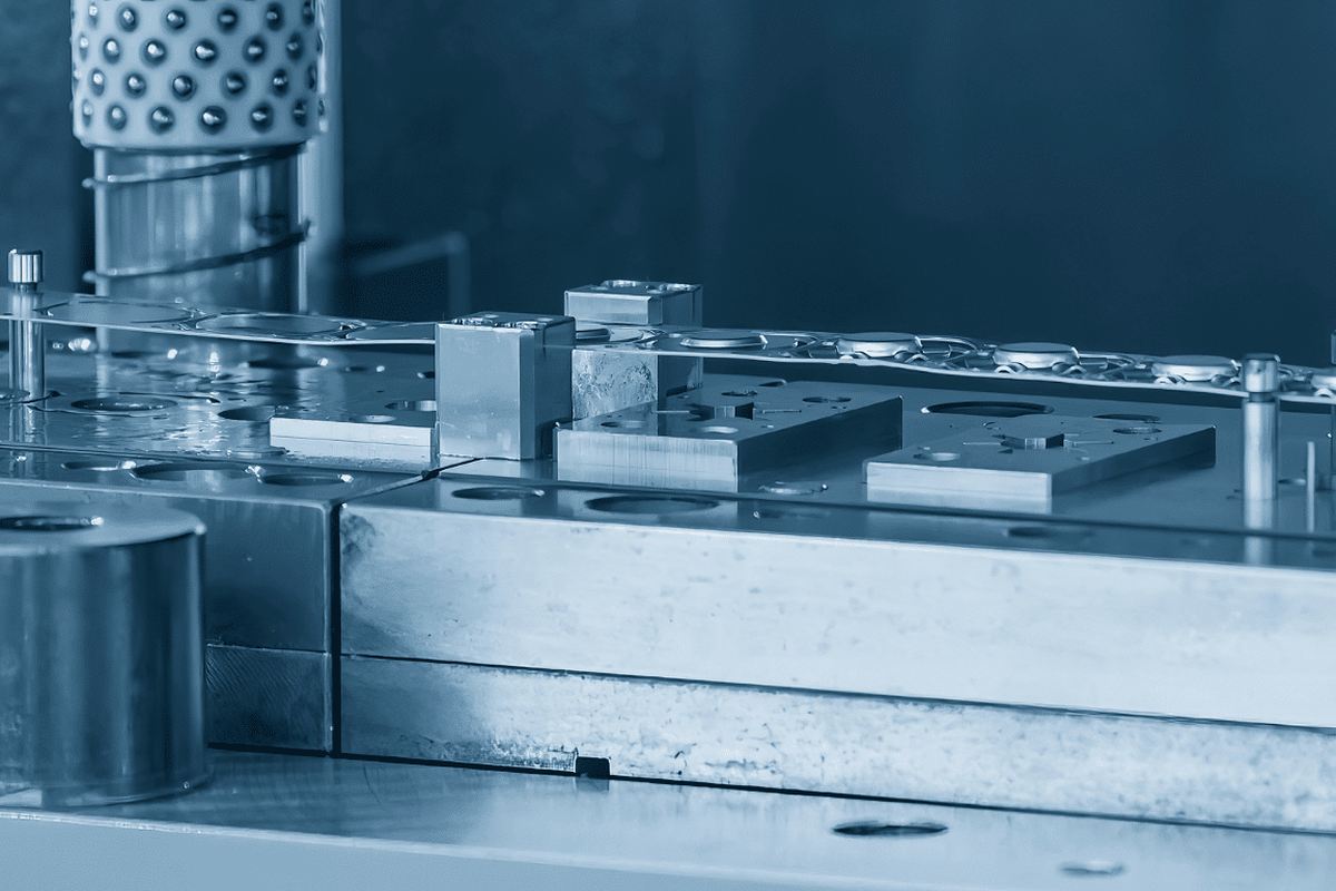 Close detail of a stamping die