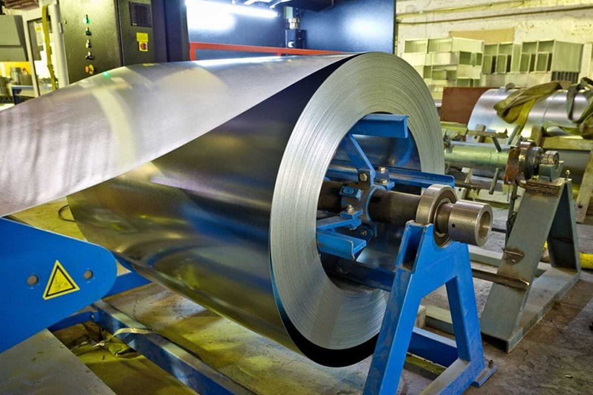 Steel coil stock on the line