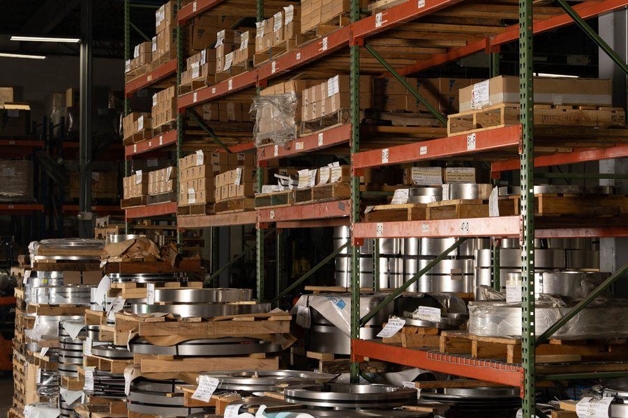 Racked coil stock and finished goods inventory